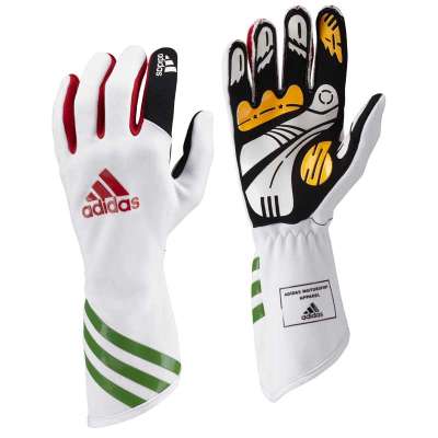 Adidas XLT kart gloves white/red/green in sizes XXS and S