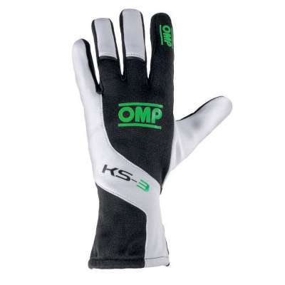 OMP Kart Handschuhe KS-3, schwarz/ weiß/ neon grün 