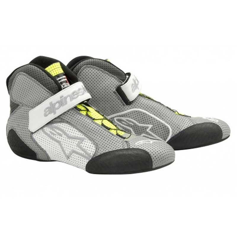 Alpinestars Tech1-Z Auto Racing Schuhe FIA grau /neon/ weiß, Größe 45,5
